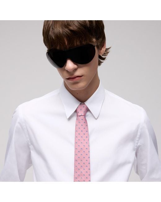 Gucci Pink Silk Jacquard Tie With Double G for men