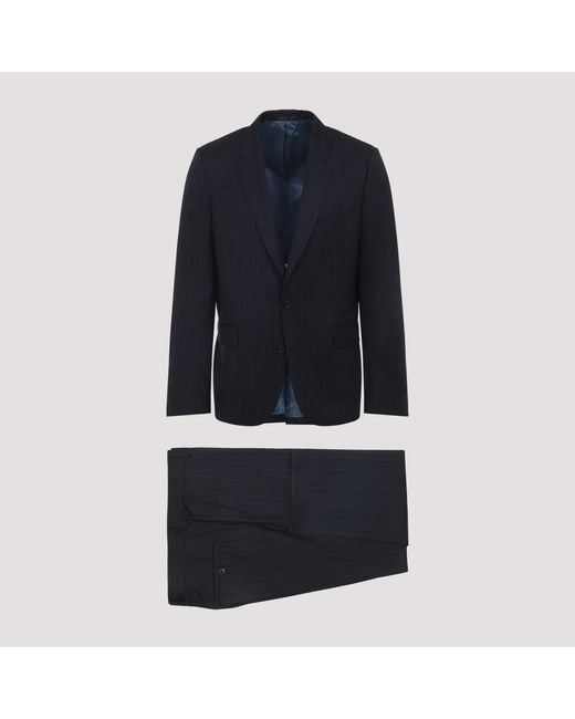 Paul Smith Blue Tailored Fit Two Button Wool Suit for men