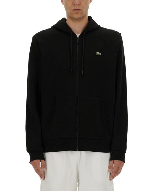 Lacoste Black Logo Hoodie With Zip for men