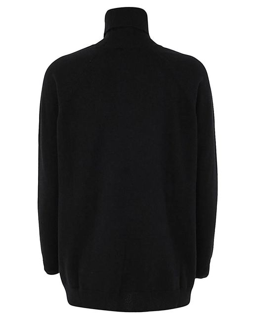 Drumohr Black Oversized Turtle Neck Side Splits Detail