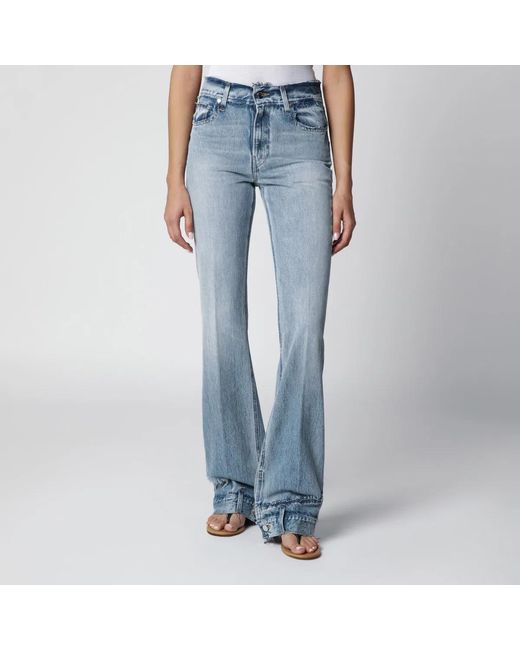 Haikure Blue Flora High-Waisted Flared Jeans