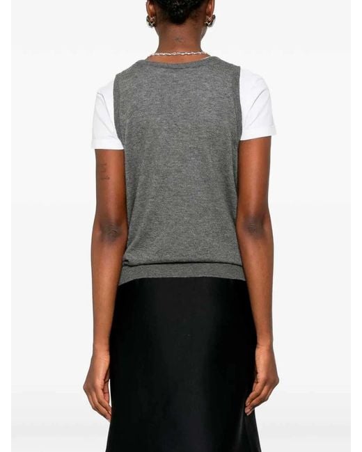 Prada Gray Cashmere V Neck