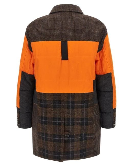 Junya Watanabe Orange Filson X Patchwork Coat for men