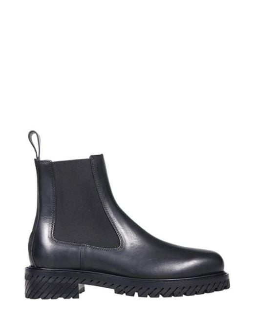 Off-White c/o Virgil Abloh Black Leather Combat Ankle Boots for men
