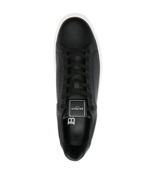 Balmain Black B Court Logo Low Top Sneakers