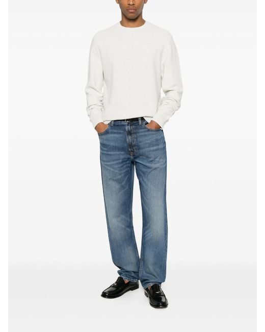 Calvin Klein White Textured Cotton Crewnk Sweate for men