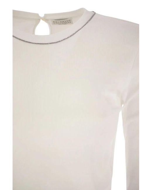 Brunello Cucinelli White Top Adorned With Monili Beads