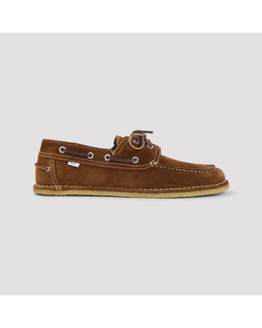 AMI Brown Suede Lace-Up Boat Shoes for men