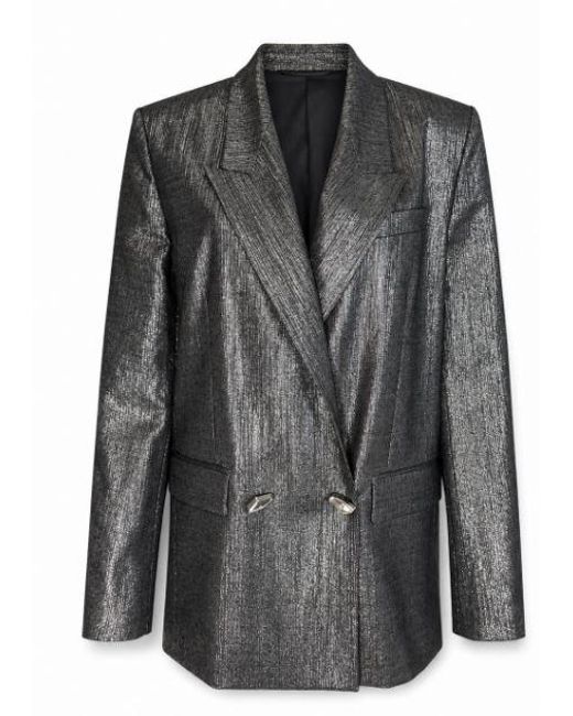 Pinko Black Charcoal Polyester Viscose Jacket