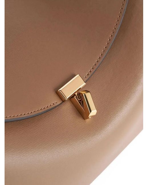 Totême Natural "T-Lock" Leather Top Handle Bag