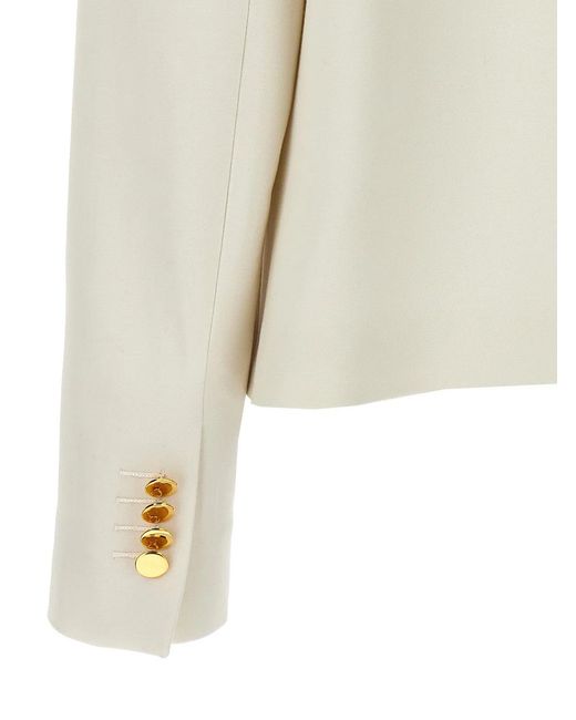 Kiton White Cropped Double-Breasted Jacket