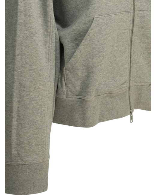 Ganni Gray Sweatshirt With Zipper And Logo
