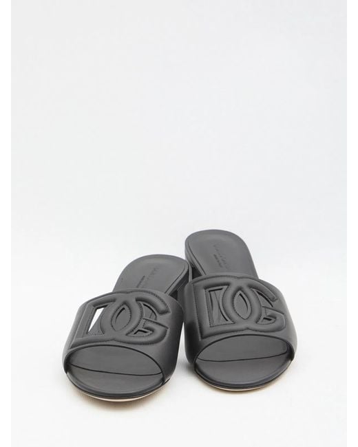 Dolce & Gabbana Black Dolce & Gabbana Dg Logo Leather Mules