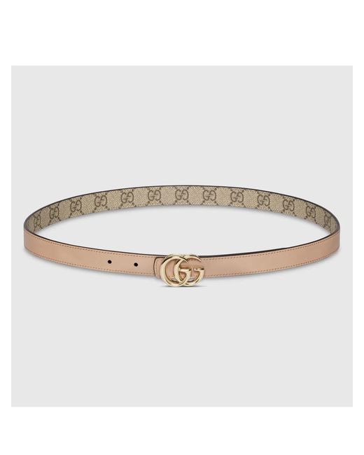 Gucci Metallic Reversible Gg Marmont Skinny Belt