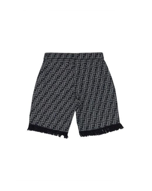Fendi Gray Ff Denim Bermuda Shorts for men