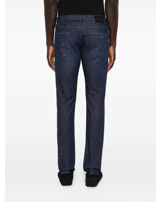 Emporio Armani Blue Cotton Elastane Pockets Pants