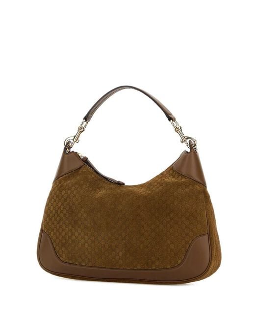 Gucci Brown Suede Medium B Shoulder Bag