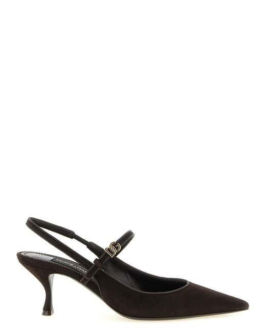 Dolce & Gabbana Black Goatskin Mid Heel Pumps
