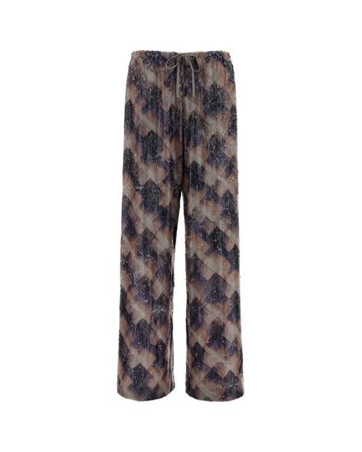 Dries Van Noten Gray Embellished Viscose Puvis Wide-Leg Pant