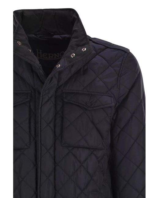 Herno Blue Field Jacket With Diamond Quilting for men