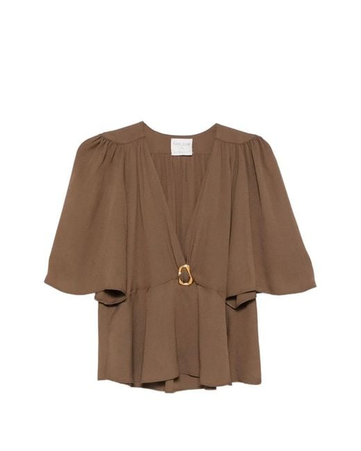 Forte_forte Brown V-Necked Top
