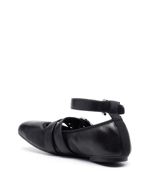 Stuart Weitzman Black Leather Ballerina Shoes