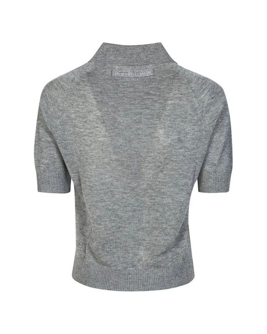 Victoria Beckham Gray Polo Collar T-Shirt