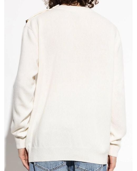 Balmain White Classic High Neck Sweater for men