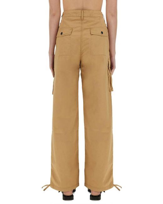 Ganni Natural Washed Cotton Twill Pants