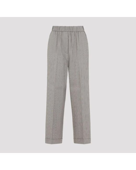 Peserico Gray Linen Cotton Pants