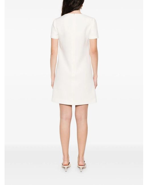 Valentino White Wool And Silk Blend Short Dress