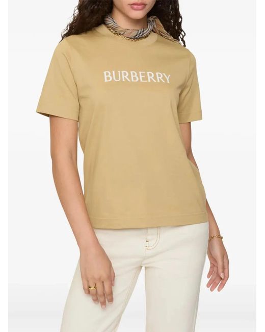 Burberry Natural Cotton T-Shirt With Logo