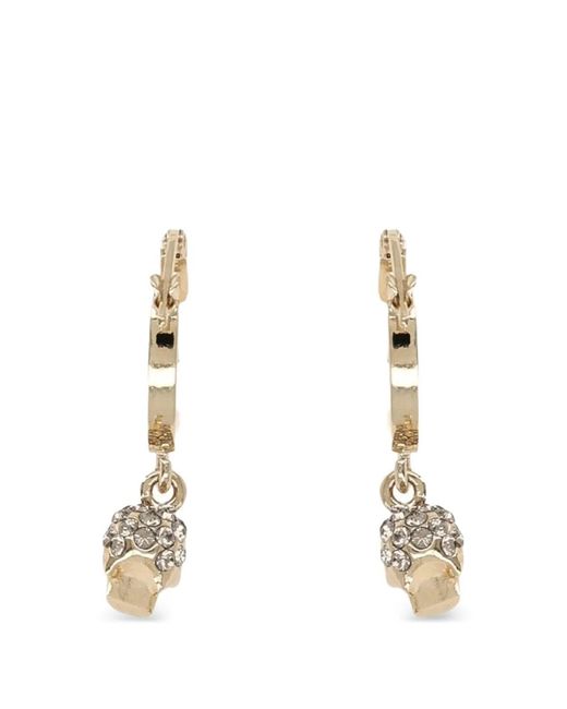 McQueen Metallic Tone Crystal Skull Earrings