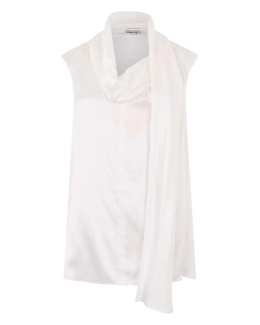 Max Mara White S Max Mara Silk Blouse With Draping
