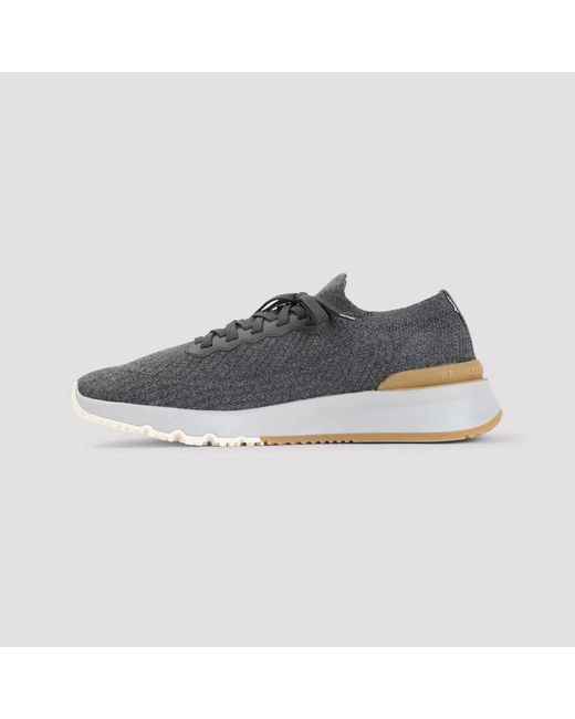 Brunello Cucinelli Gray Lavagna Textile Sneakers for men