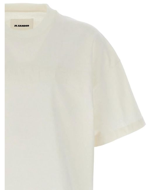Jil Sander White Logo Print T-Shirt for men