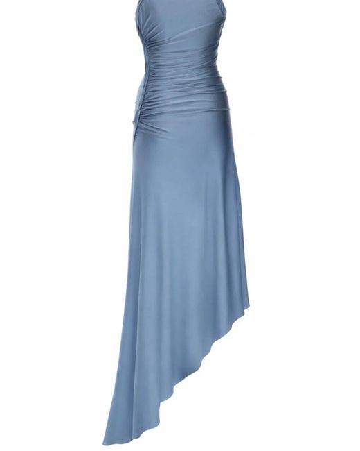 Victoria Beckham Blue Woven And Draped Dress