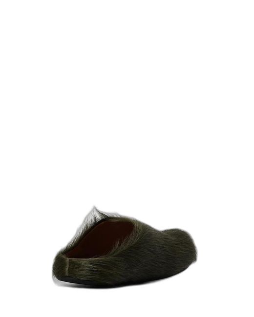 Marni Green Long Hair Calfskin Fussbett Sabot