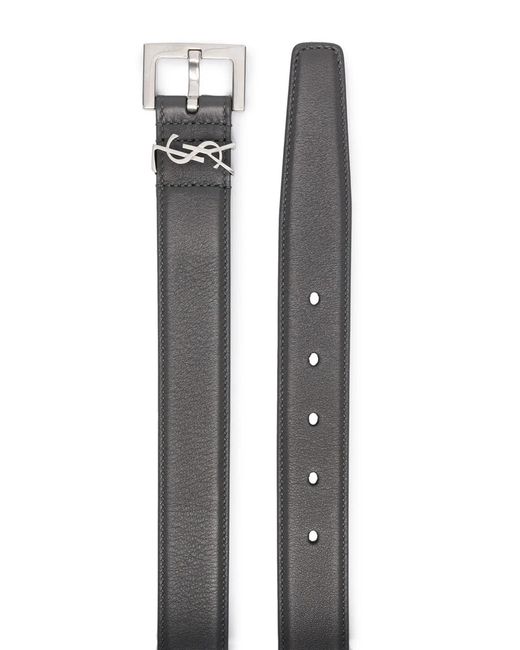 Saint Laurent Black Monogram Square-Buckle Belt
