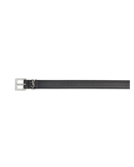 Saint Laurent Black Style Ysl Leather Belt For for men
