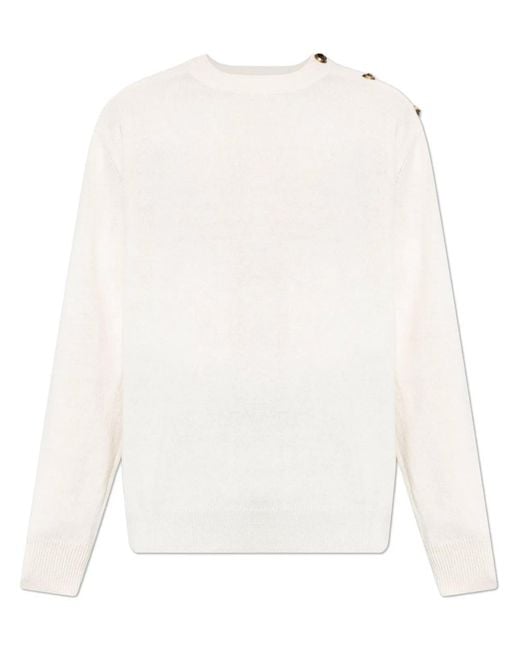 Balmain White Classic High Neck Sweater for men