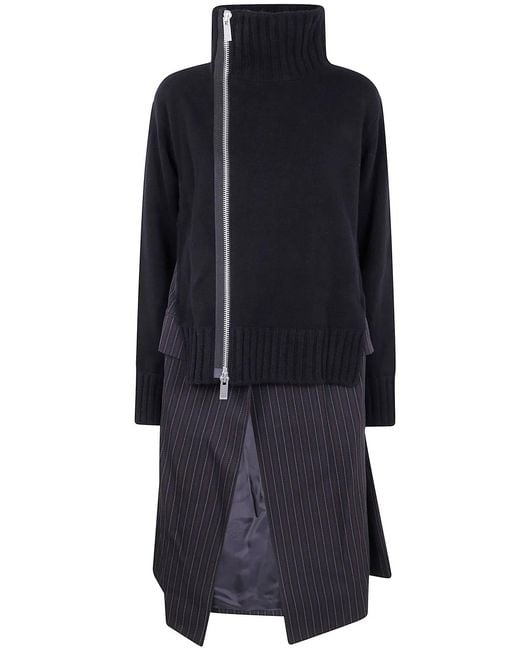 Sacai Blue Knit Coat Dress for men