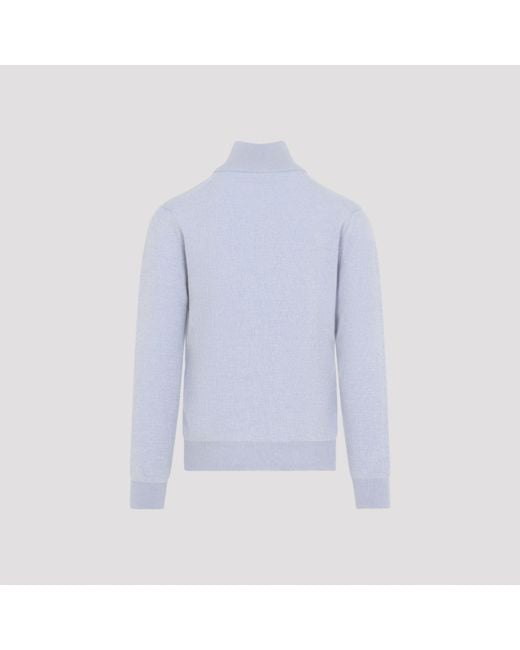 Brioni Blue Sky Pearl Half Zip Up Sweater for men