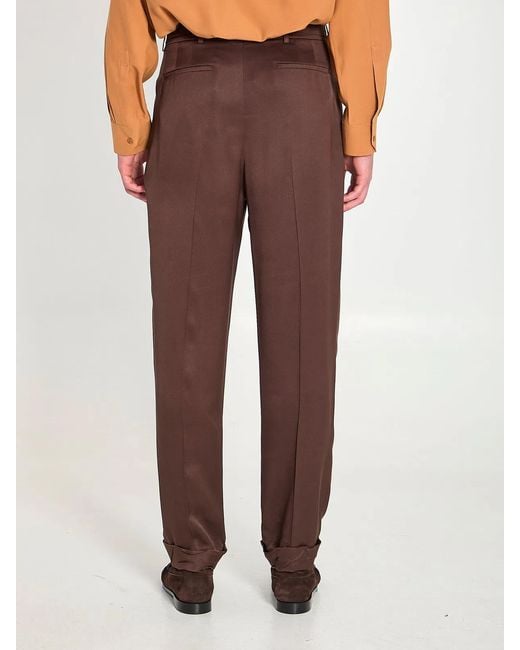 Saint Laurent Brown Silk Pants for men