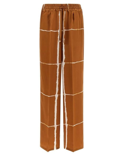 Kiton Brown Silk Pants