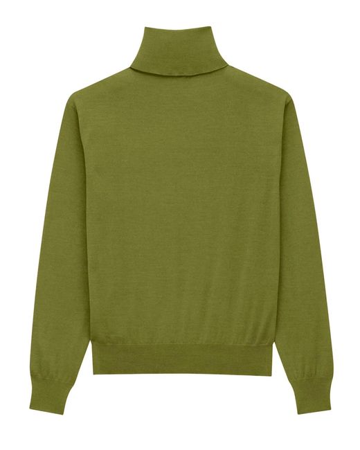 Saint Laurent Green Cashmere, Wool And Silk Turtleneck Pullover