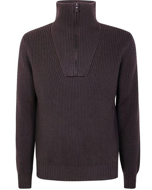 FILIPPO DE LAURENTIIS Blue Half Zip Sweater for men