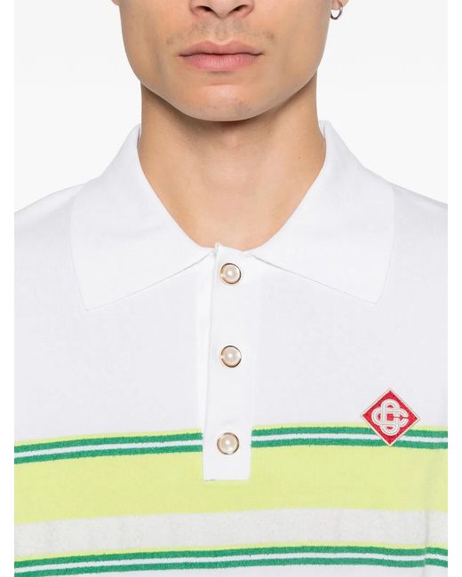 Casablanca Blue Striped Polo Shirt for men