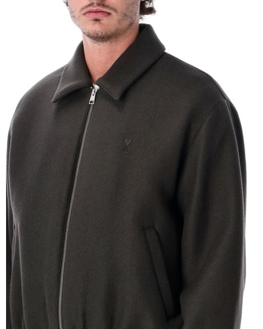 AMI Black Padded Wool Ami De Cœur Jacket for men