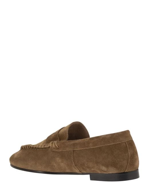 Anniel Brown Classic Suede Loafers